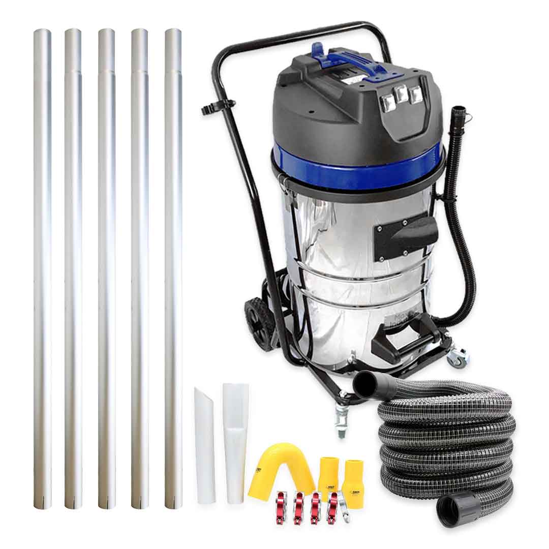 20 Gallon Classic Cyclone Gutter Vacuum, 20 Foot Aluminum Gutter Cleaning Poles and 25 Foot 2" Hose