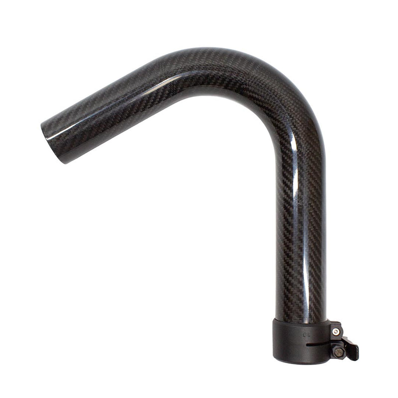 Carbon fiber swan neck attachment with clamp for gutter vacuum pole system
