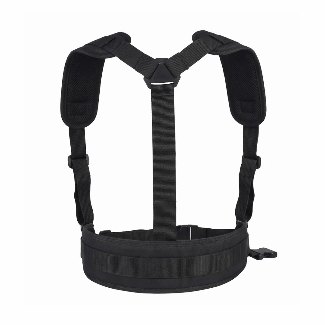 Replacement Belt Harness for Telescopic Pressure Washer Wands, rear view showing mesh shoulder pads, center back strap and wide waist belt