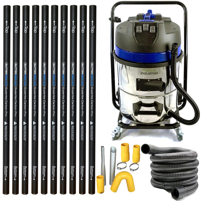 16 Gallon Classic Gutter Vacuum with 40 foot (3 story) Carbon Gutter Poles with 2