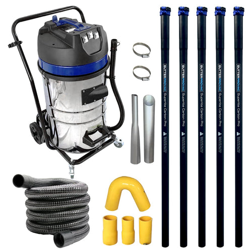 20 Gallon Classic Gutter Vacuum and 20 foot (2 Story) Carbon Clamping Pole Kit with 50 Foot Hose