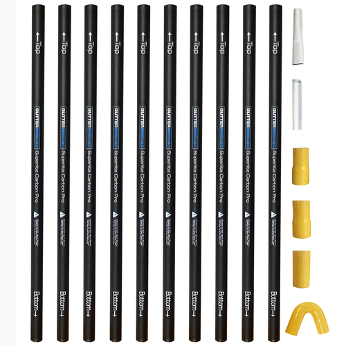 40 foot reach (3 story) carbon tapered gutter cleaning poles with accessories. (10 pcs x 4 foot pole)