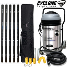 Cyclone Triple 3600 Gutter Vacuum (20gal) with 20 foot Tapered Carbon Gutter Poles and Bag
