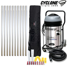 Cyclone Triple 3600 Gutter Vacuum (20gal), 40 Foot Aluminum Gutter Poles and Bag