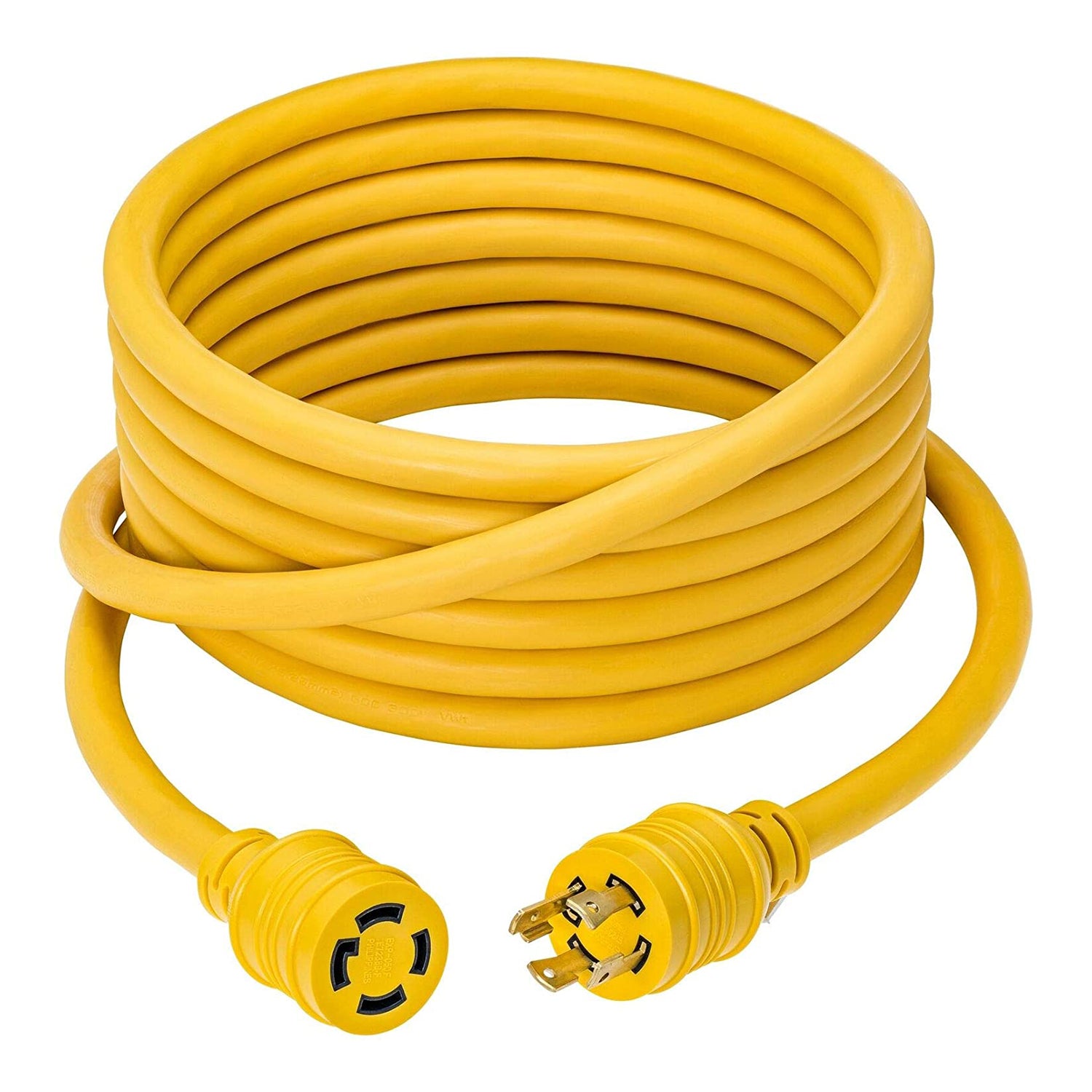 100 Foot Extension Power Cord - NEMA 4 Prong Twist & Lock with Cable Organizer